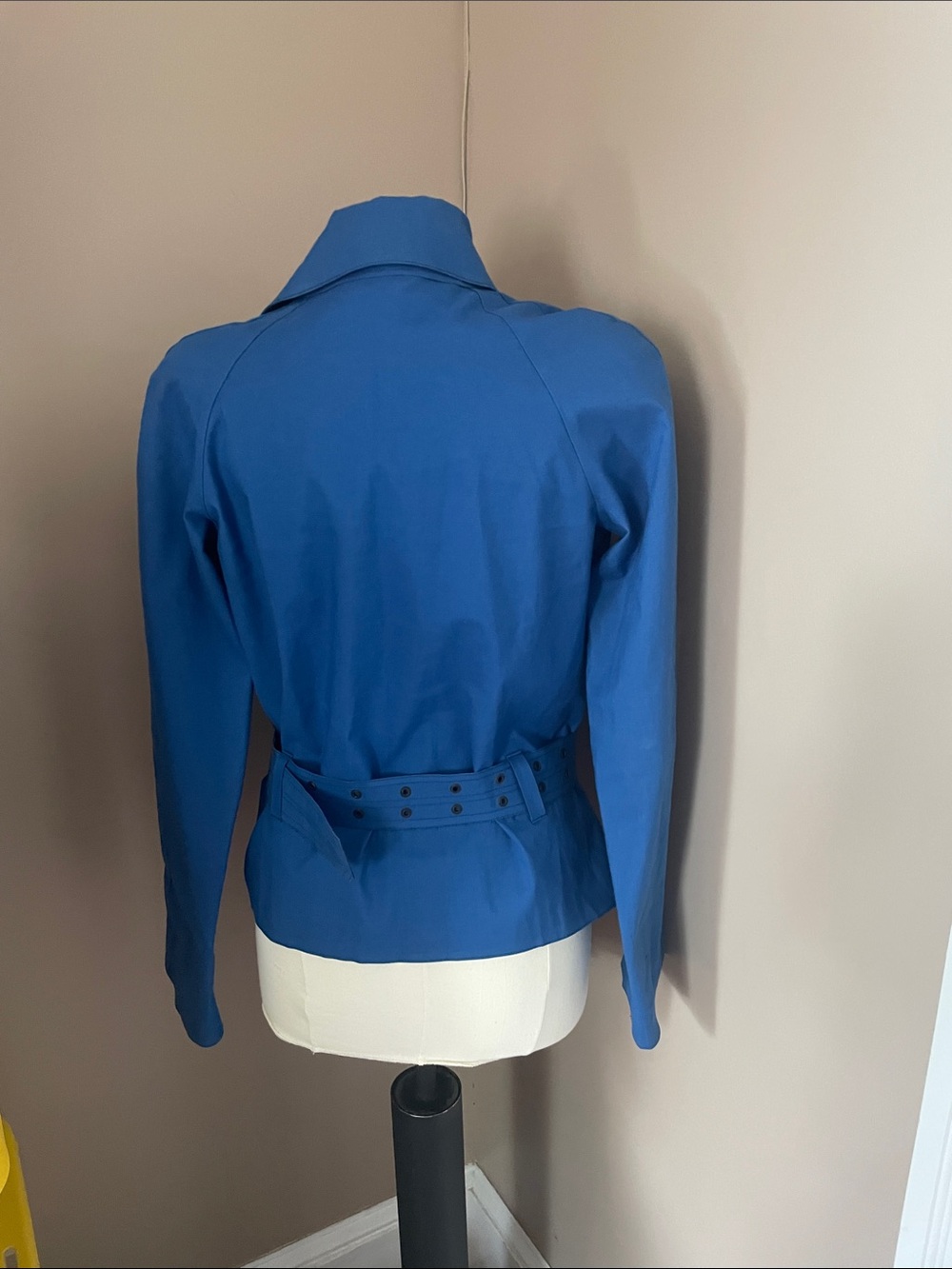 Burberry trench jacket Blue Belted Wrap Jacket - sz 8 - Picture 2 of 10